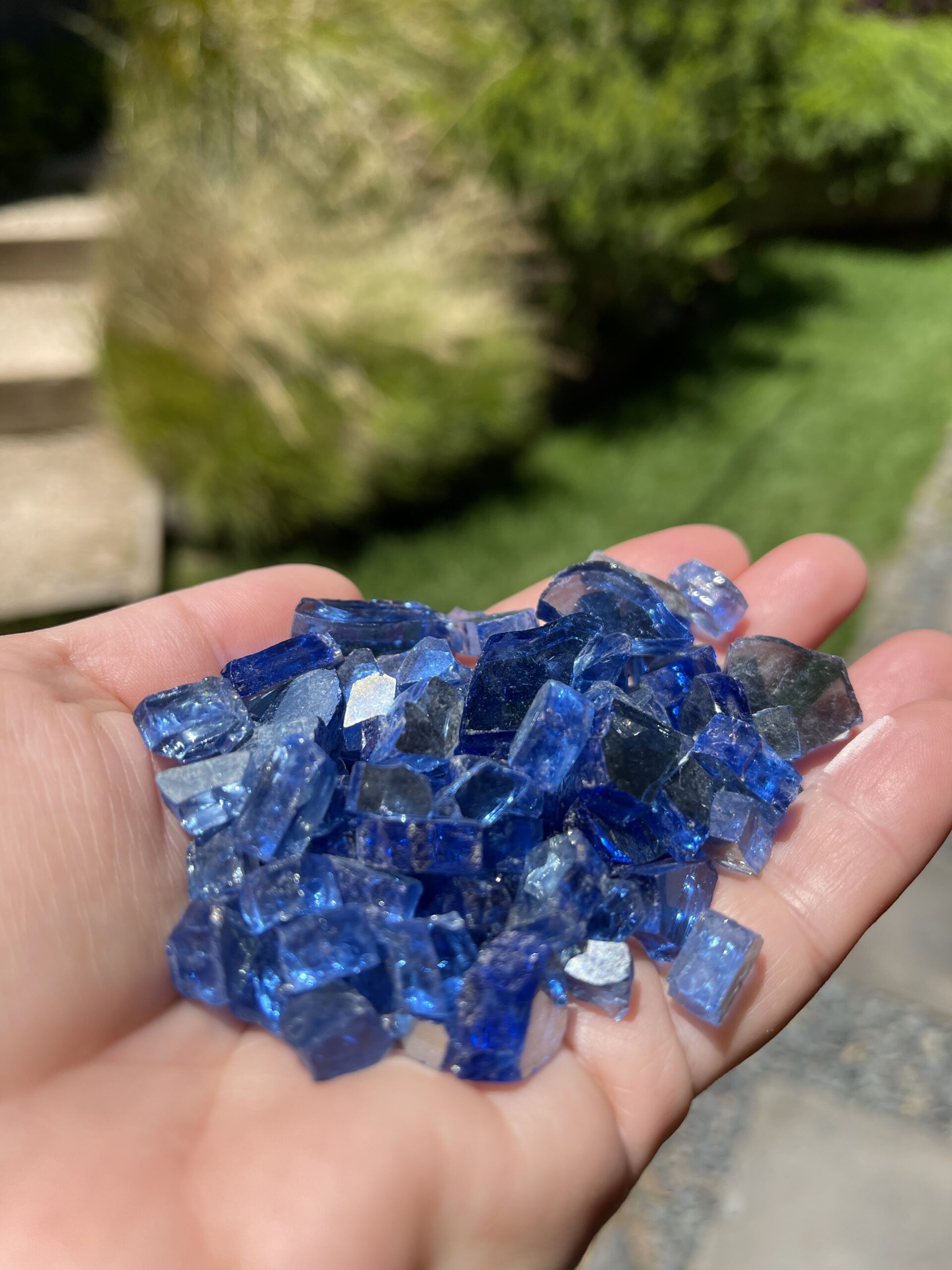 Blue fire glass scaled