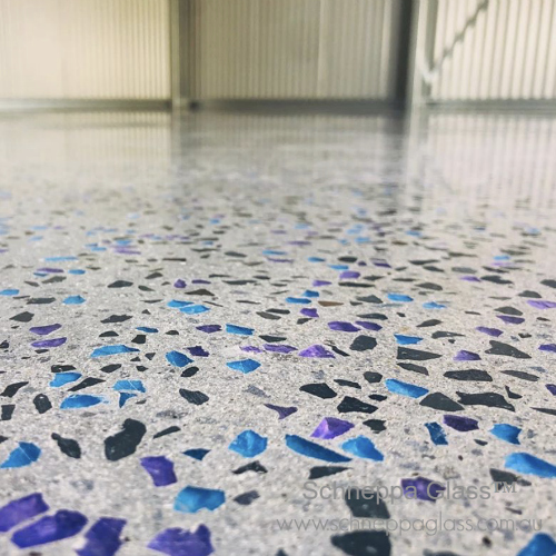 Crushed Glass in Concrete Decorative Concrete Finish Schneppa Recycled Crushed Glass